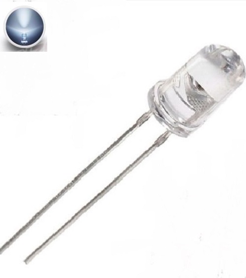 Led 5mm BIANCHI 20Kmcd 30° Lente Trasparente Ultraluminosi